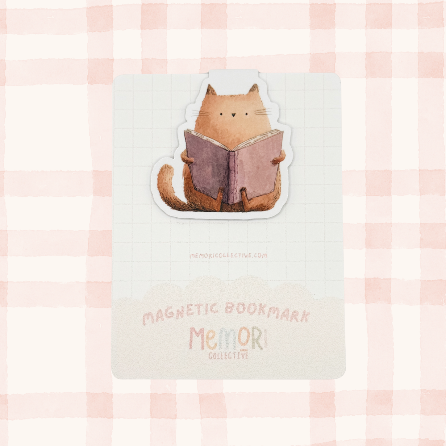Orange Cat & Book Magnetic Bookmark