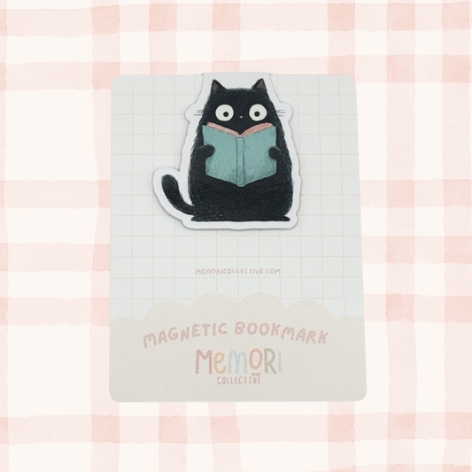 Black Cat & Book Magnetic Bookmark
