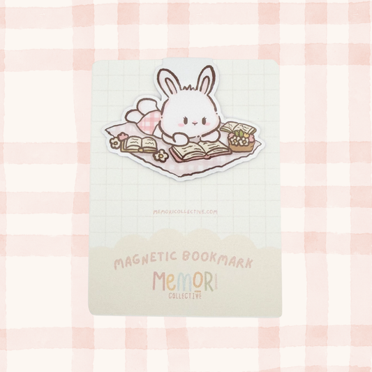 Bunny Reading Picnic Magnetic Bookmark