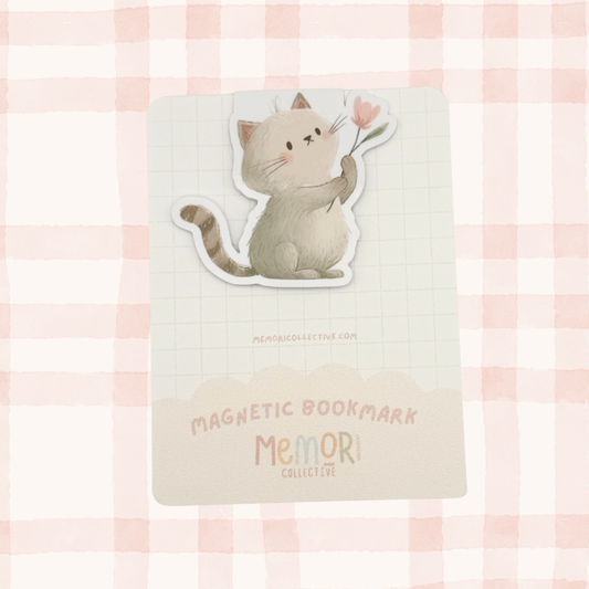 Flower Cat Magnetic Bookmark