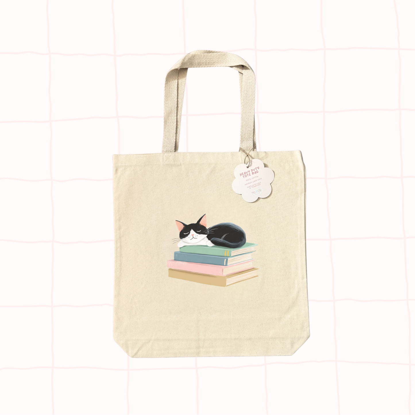 Cat & Books Tote Bag