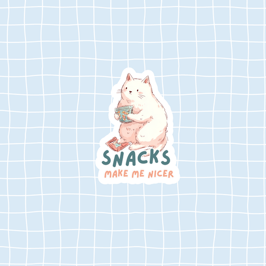 Snacks Make Me Nicer Sticker