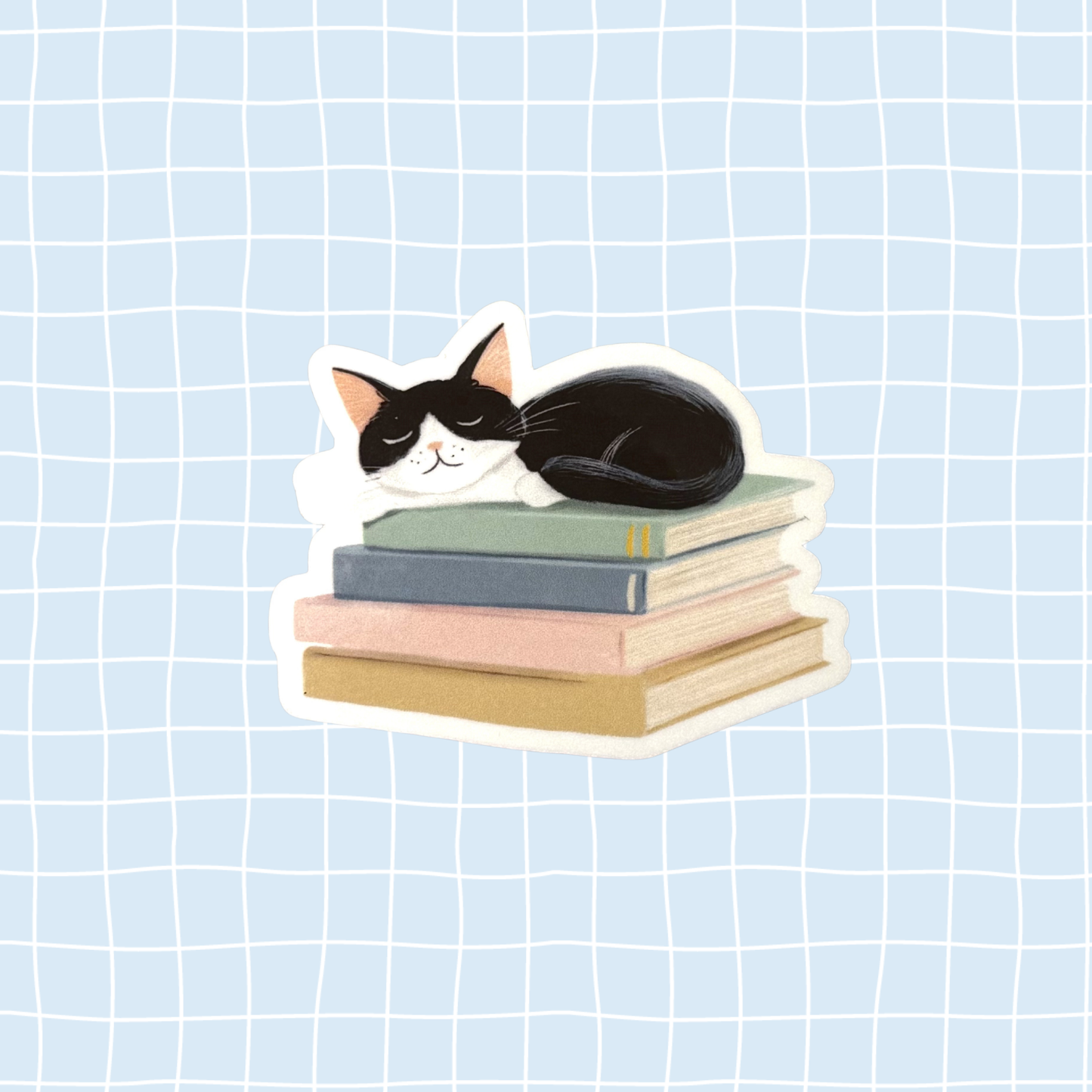 Cat & Books Sticker