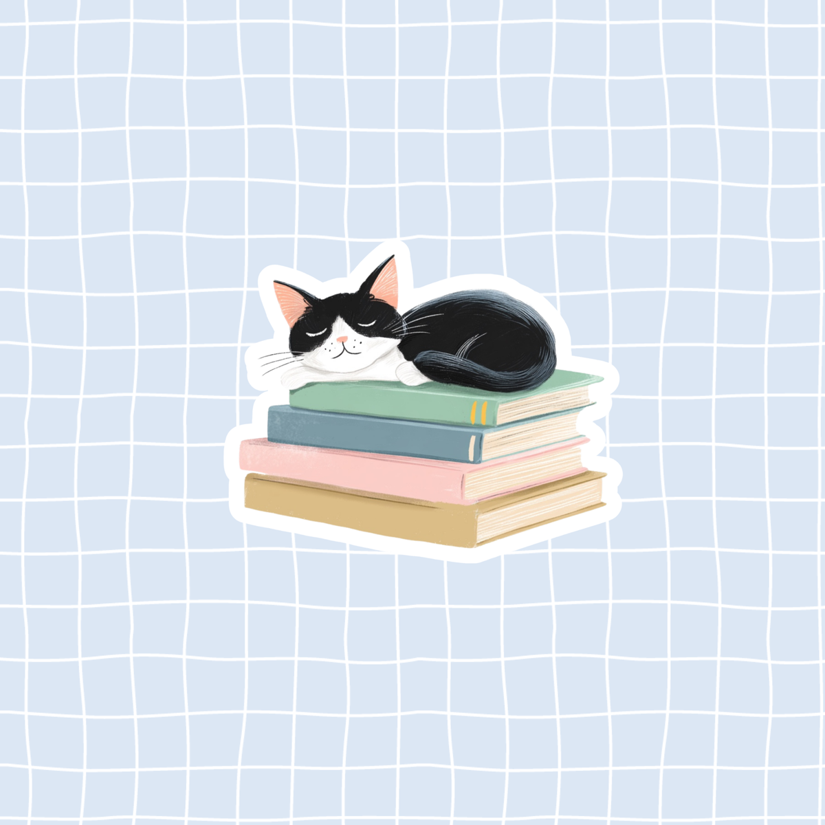 Cat & Books Sticker